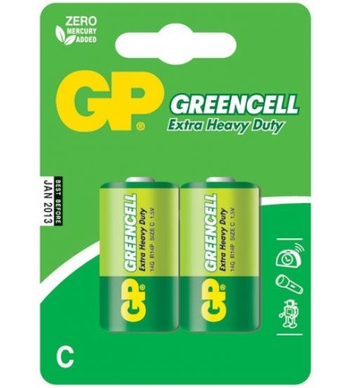 GP Batteries GP14G - C2 Greencell Primary C Standard Zinc Batteries Carded 2